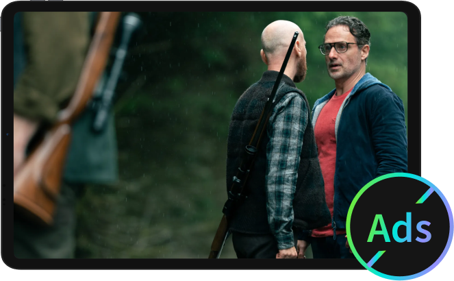 A football match playing on a mobile device, with a fast-forward icon visible