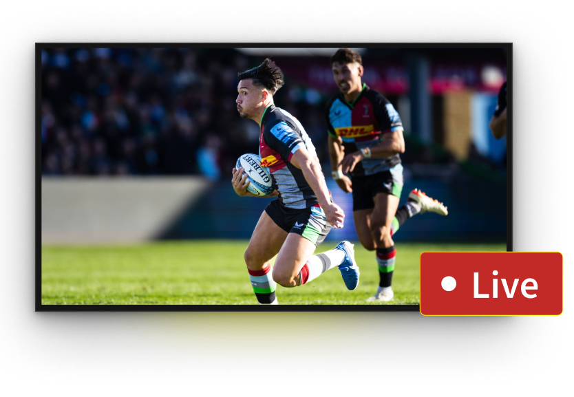 A football match playing on a mobile device, with a fast-forward icon visible